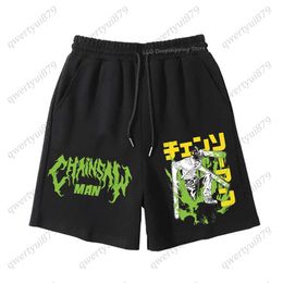 Heren shorts anime shorts kettingzaag man shorts denji pochita broek power makima short pant streetwear print shorts casual bijgesneden broek 0322H23