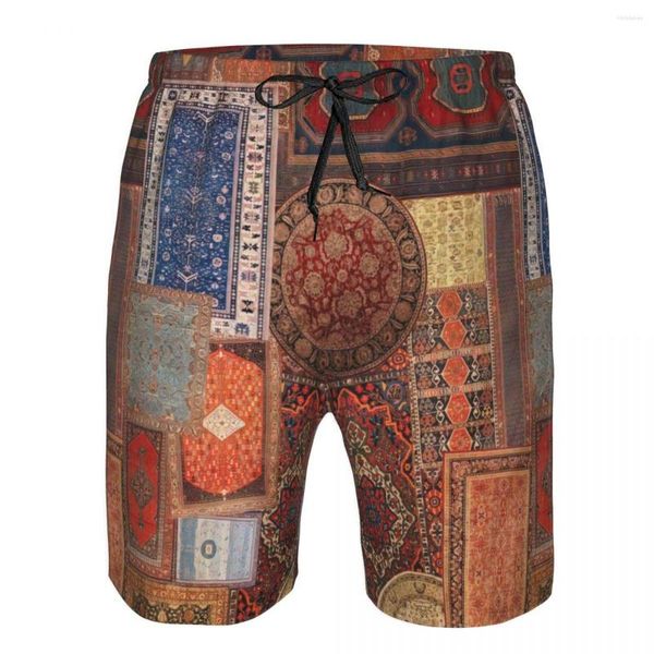 Pantalones cortos para hombre Alfombras antiguas Impresión artística Playa para hombre Traje de baño de secado rápido Diversión callejera divertida 3D