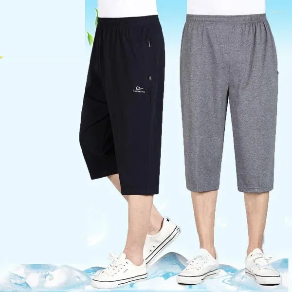 Pantalones cortos para hombres Llegada Moda Primavera Verano Hombres Casual Cintura elástica Longitud de rodilla suelta Talla grande XL 2XL 3XL 4XL 5XL