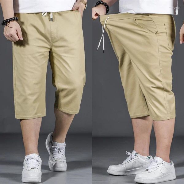 Pantalones cortos para hombres Llegada Moda Verano Casual Hombres sueltos Algodón Cintura elástica Longitud de la rodilla Grande Talla grande 2XL 3XL 4XL 5XL 6XL 7XL