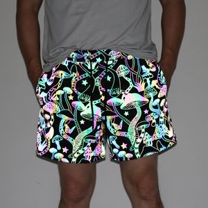 Shorts pour hommes Arrivée Réfléchissant Hommes Nuit Jogging Réfléchir Lumière Champignon Coloré INS Respirant Vêtements D'été Bermuda Masculina 220410