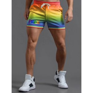 Shorts pour hommes BabYoung Hommes Rainbow Pride Rainbow Striped Casual Shorts Shorts de sport en coton Mode Hommes Capris Couples Plus Size S ~ 4XL 230724