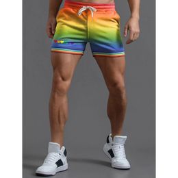 Heren shorts badassdude Rainbow Love Striped Casual 230308