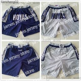 Shorts pour hommes Shorts de basket-ball 1995-96 Georgetown University Hoyas Shorts de basket-ball avec poche zippée Pantalons de survêtement Hommes Marine Gris Pantalon respirant W0225