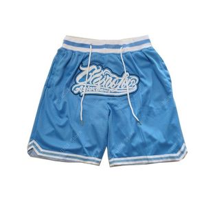 Shorts pour hommes Shorts de basket-ball Carolina Fermeture à glissière à quatre poches Couture Broderie Shorts de sport de plein air de haute qualité Pantalons de plage Bleu 230802