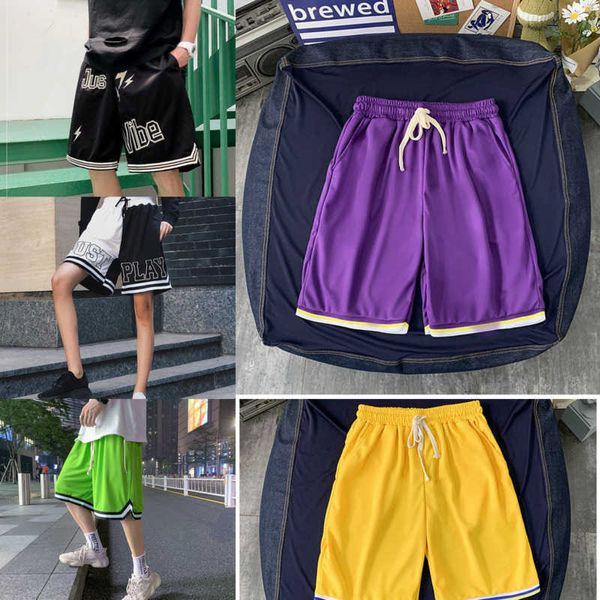 Shorts pour hommes Shorts de basket-ball Formation Femmes Shorts de sport pour hommes Rayé Noir et blanc Hip Pop Vibe Mesh Respirant Séchage rapide Sportswear Z0216