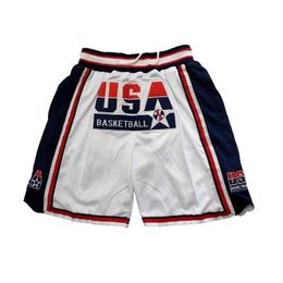 Shorts pour hommes shorts de basket-ball USA 1992 LA BRODE DE COURTURE DES SPORTS OUTDOOR SORTS HAUTE PANTS PLAQUE FEMS
