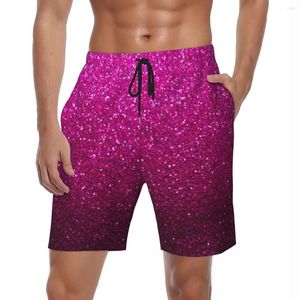 Heren shorts badpak metallic glitter printplaat zomer roze glitters korte broek mannelijke surf comfortabele zwembroek