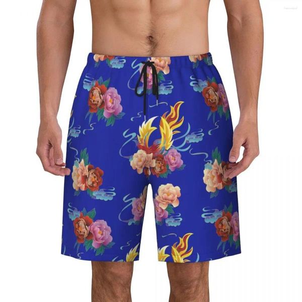 Pantalones cortos para hombres Traje de baño Noreste Tablero de flores grandes Verano Azul Rosa Casual Pantalones cortos de playa Ropa deportiva Bañadores de natación de secado rápido