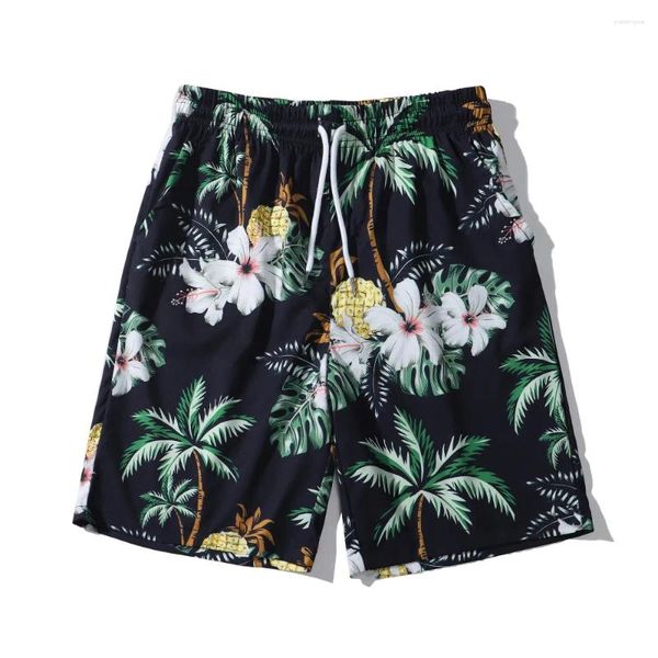 Short masculin plage floral lâche palmier arbre banane feuille d'été beachwear hip hop punk streetwear mascules femmes vêtements couple