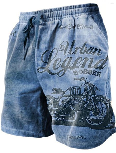 Pantalon de plage de short masculin Vintage Motorcycle 3D Été imprimé Brestable Fitness Street Ropa Hombre