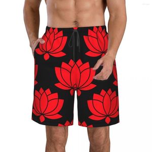 Shorts pour hommes Beach Swim Surf Maillot De Bain Rouge Botanical Lotus Flower Sport Board Maillots De Bain À Séchage Rapide
