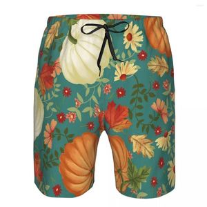 Shorts pour hommes Maillot de bain de plage Maillot de bain à séchage rapide Automne Citrouilles avec Sarcelle Hommes Respirant Sexy Mâle