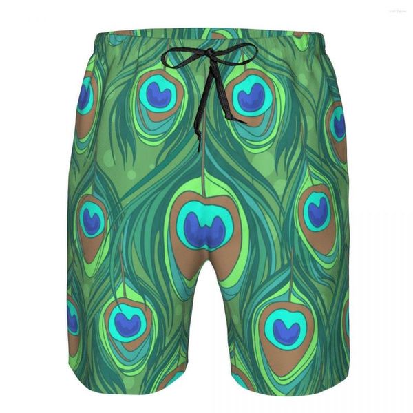 Shorts pour hommes maillot de bain de plage maillots de bain à séchage rapide coloré motif de plumes de paon hommes respirant mâle