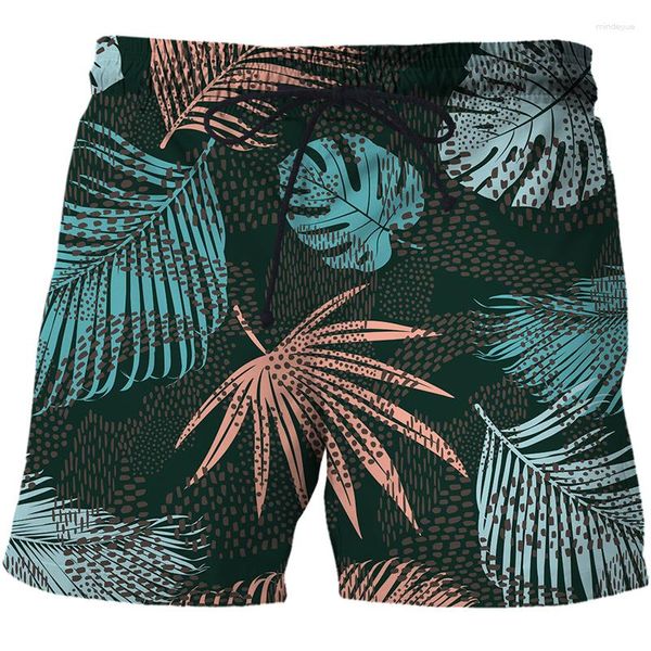 Shorts para hombres Tops de playa Bades Bosques de hojas bulliciosas de estampado 3D Trunks Cortas de moda de moda