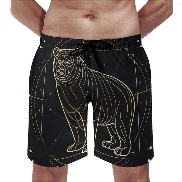 Pantalones cortos para hombre, tabla de oso, verano, Astro, geometría, arte minimalista, divertidos pantalones cortos de playa, bañadores deportivos con estampado de secado rápido