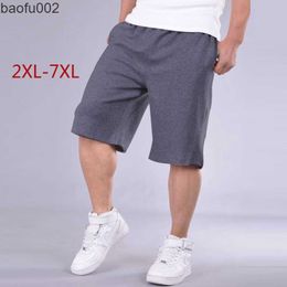 Shorts pour hommes Shorts de grande taille Hommes solides Baggy Shorts élastiques amples Coton Casual Shorts de grande taille Extra Large Big Plus Size 4XL 5XL 6XL 7XL W0327