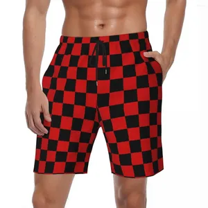 Short pour hommes, planche à damiers noir et rouge, mode d'été, pantalon court élégant, sport, Surf, séchage rapide, maillot de bain personnalisé