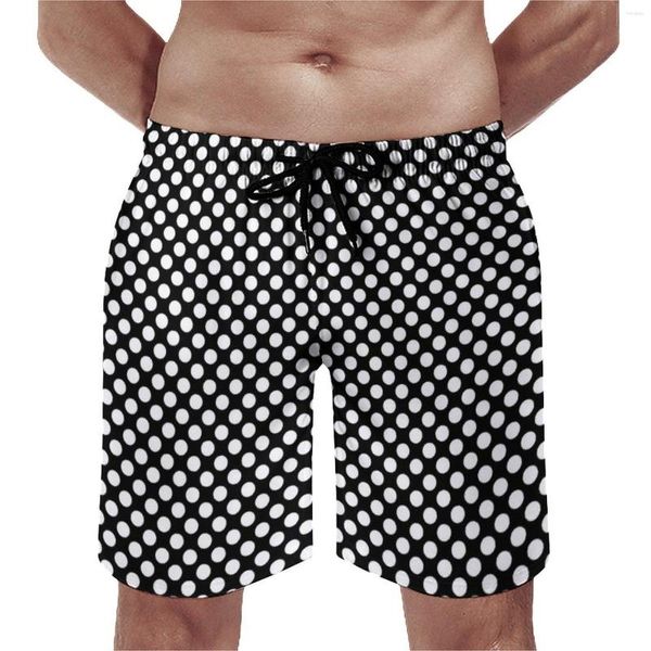 Short homme noir et blanc à pois planche qualité hommes pantalons de plage Vintage taches imprimer maillot de bain grande taille