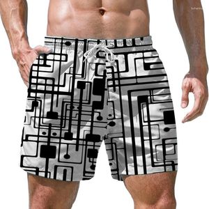 Shorts pour hommes Coutures noires et blanches Impression 3D Mode décontractée Lâche Été