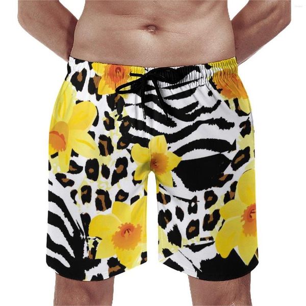 Shorts pour hommes noir léopard Gym été fleurs imprimer décontracté conseil pantalons courts hommes surf séchage rapide motif plage troncs