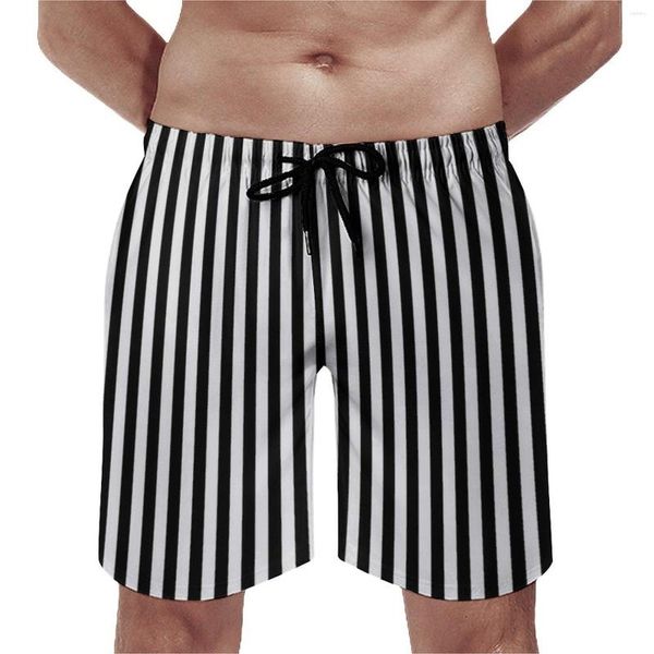 Short pour hommes, rayé noir et blanc, rayures verticales, décontracté, plage, sport personnalisé, Fitness, malles confortables, cadeau d'anniversaire