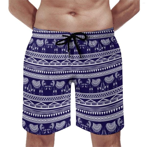 Shorts pour hommes Blue Elephant Gym Rétro Tribal Animal Hawaii Board Pantalon court imprimé Course à pied Maillot de bain à séchage rapide Cadeau d'anniversaire