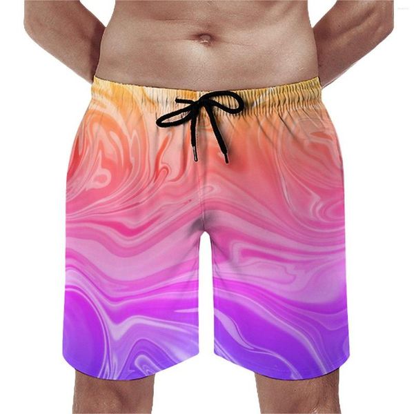 Shorts pour hommes Bleu Rose Gym Été Dégradé Imprimé Abstrait Hawaii Board Pantalon Court Homme Surf Confortable Imprimé Troncs De Plage