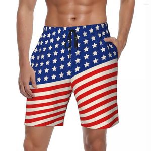 Pantalones cortos para hombre, tabla con bandera americana, 4 de julio, bañador informal, estrellas y rayas, secado rápido, deportes, Surf, pantalones cortos de calidad