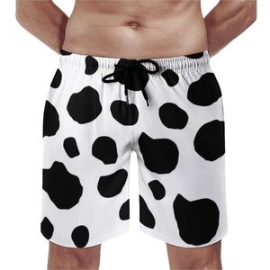 Short de bain pour hommes, imprimé vache, taches, mignon, hawaïen, noir et blanc, Animal, séchage rapide, sport, tendance, grande taille, plage