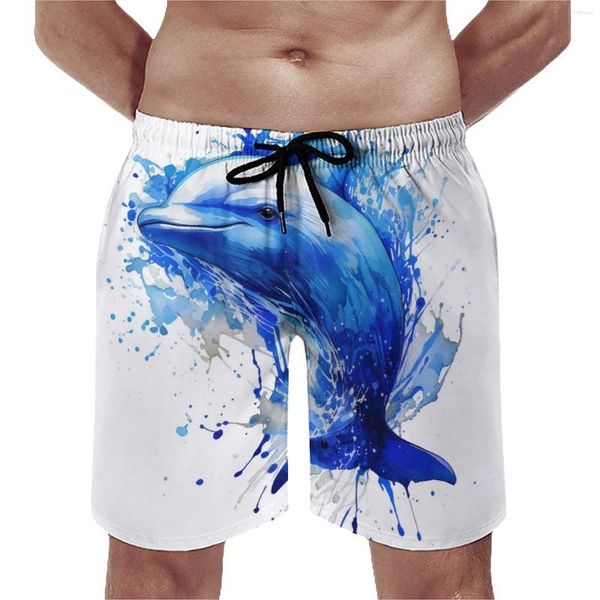 Pantalones cortos para hombres Board Dolphin Casual Beach Trunks Tinta Dibujo Hyper Artístico Hombres Secado rápido Deportes Surf Plus Tamaño Pantalones cortos