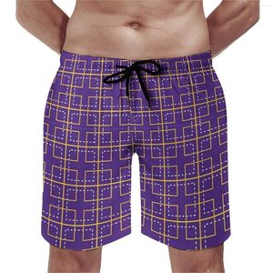 Short de plage imprimé géométrique pour homme, joli maillot de plage Argyle carré, séchage rapide, sport, Fitness, pantalon court surdimensionné de haute qualité