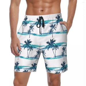 Pantalones cortos para hombre tabla hawaiana flor árbol moda playa troncos fresco secado rápido surf pantalones cortos de gran tamaño