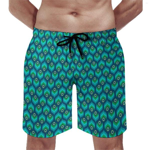 Pantalones cortos para hombre Tabla de plumas de pavo real Bañadores clásicos Estampado animal Hombre Ropa deportiva de secado rápido Talla grande Playa
