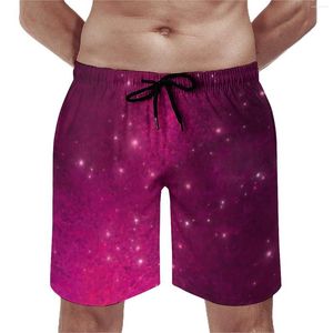 Short de bain pour hommes, maillot de bain rose Galaxy Hawaii, imprimé étoiles, séchage rapide, pantalon court de sport, grande taille