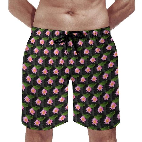 Pantalones cortos para hombre, bañadores Retro con estampado Floral de agua rosa, pantalones cortos deportivos de secado rápido para Fitness, pantalones cortos de playa de gran tamaño