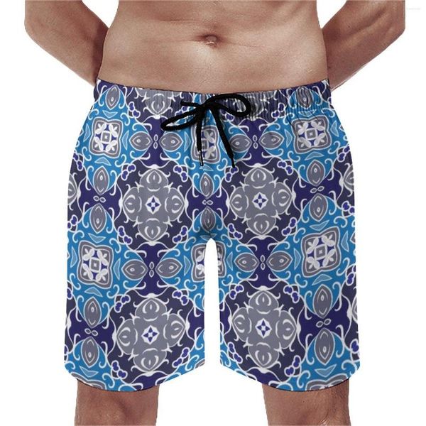 Short de bain rétro baroque à fleurs pour hommes, maillot de bain à motif abstrait, séchage rapide, sport, Surf, pantalon court de grande taille