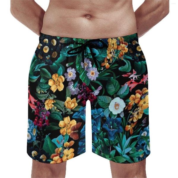 Pantalones cortos para hombre, bañadores Retro tropicales, bañadores con estampado Floral para jardín, pantalones cortos de playa de gran tamaño para surf de secado rápido