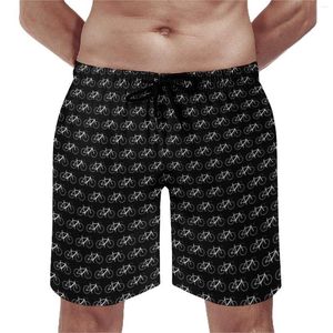 Short de bain pour hommes, maillot de bain Vintage, vélos blancs, imprimé, vêtements de sport à séchage rapide, grande taille, plage