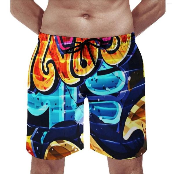 Short pour hommes planche mot Graffiti Street Art Hawaii maillot de plage lettre impression séchage rapide vêtements de sport tendance grande taille pantalon court