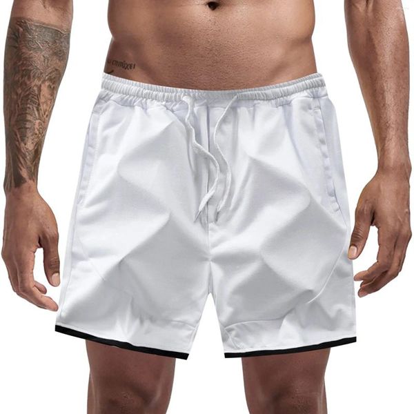 Shorts pour hommes Bodybuilding Entraînement Gym Coton Tricot Hommes Détenu Mans Running Mens Athletic avec poche