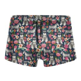 Pantalones cortos para hombre Bóxer Traje de baño Schnauzer Floral Perro Breve Bañador de playa