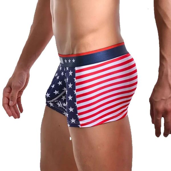 Boxers pour hommes Boxers USA Classic Flag B Slips imprimés pour hommes Boxershorts en coton pour hommes Sous-vêtements sexy taille basse Design convexe GG oxers oxershorts