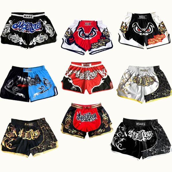 Pantalones cortos para hombre Boxeo Transpirable Estampado suelto Kickboxing Ropa de artes marciales mixtas Sanda GYM ShortsMen's