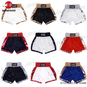Heren shorts boks shorts custom gewoon muay thai shorts mannen vrouwen kinderen kinderen satijn vechten tegen thaiboxing kickboksenbroek mma vechtsporten kleding t240419