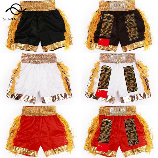 Shorts pour hommes Shorts de boxe Femmes Hommes Enfants Or Glands Muay Thai Shorts Nom personnalisé / Fitness Sanda MMA Concours Jeu Pantalon d'entraînement 230726