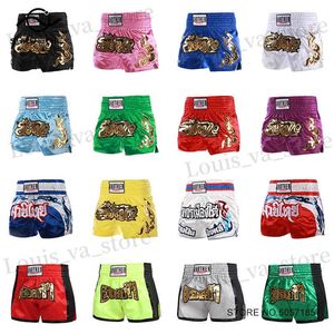 Pantalones cortos de boxeo para hombres satinados satén tailandeses cortos de boxeo para hombres pantalones taekwondo capacitación profesional sanda luchador T240419