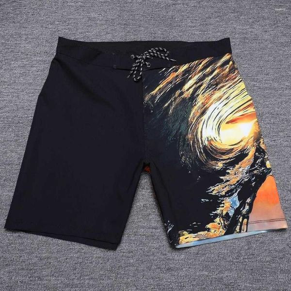 Pantalones cortos para hombres Marca Boardshorts Bermudas negras Troncos de natación de secado rápido Spandex Pantalones de surf impermeables Playa E878