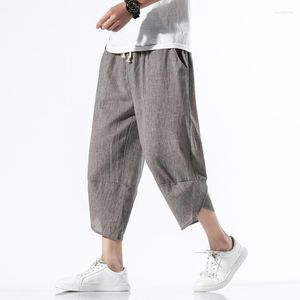 Pantalones informales de la marca de pantalones cortos para hombres 2023 Moda de verano Tada de cintura elástica Pantalones de algodón Cropped Men Hip Hop Harem