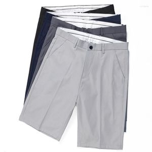 Shorts pour hommes marque vêtements été pantalons formels hommes bureau d'affaires longueur au genou décontracté couleur unie mince blanc gris court mâle 28-38